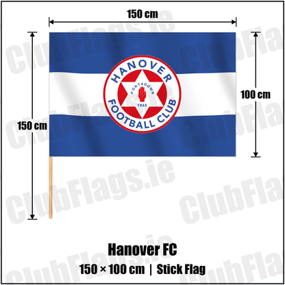 Hanover FC 100cm x 150cm Stick Flag with the club crest and colours, Armagh Football - ClubFlags.ie