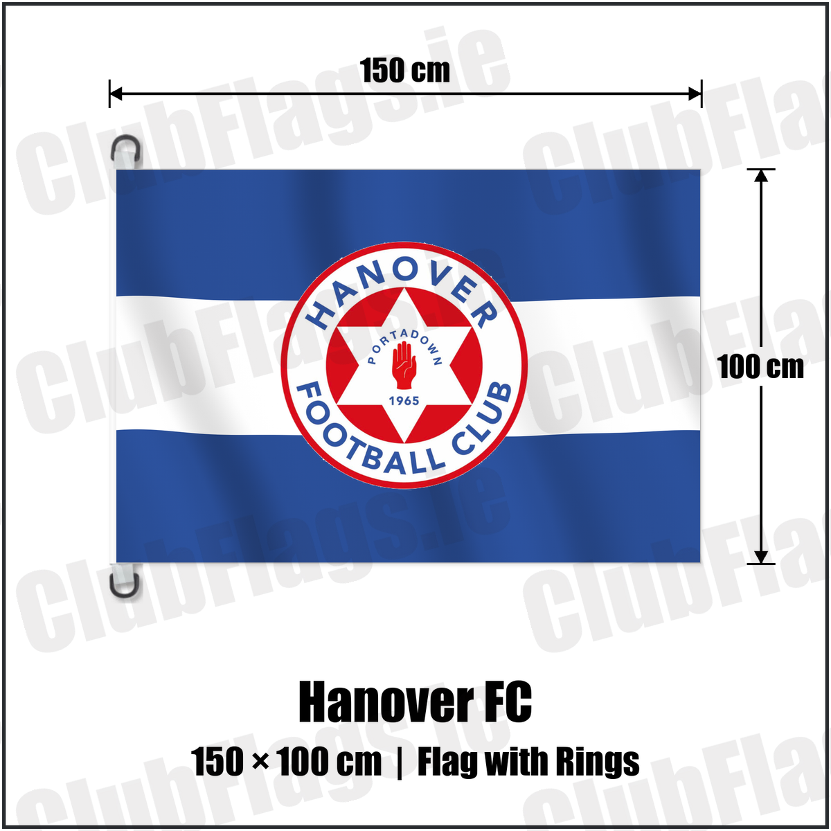 Hanover FC 150cm x 100cm Flag Pole Flag with Rings with the club crest and colours, Armagh Football - ClubFlags.ie
