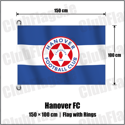 Hanover FC 150cm x 100cm Flag Pole Flag with Rings with the club crest and colours, Armagh Football - ClubFlags.ie
