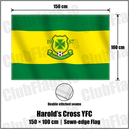 Harold’s Cross YFC 100cm x 150cm Flag (sewn on the edges) with the club crest and colours, Dublin Football - ClubFlags.ie