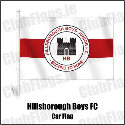 Hillsborough Boys FC Car Flag with the club crest and colours, Antrim Football - ClubFlags.ie