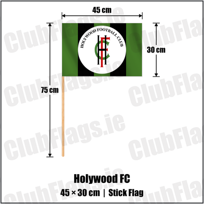Holywood FC 30cm x 45cm Stick Flag with the club crest and colours, Down Football - ClubFlags.ie