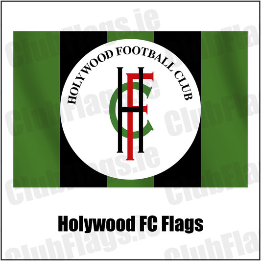 Holywood FC Flags with the club crest and colours, Down Football - ClubFlags.ie
