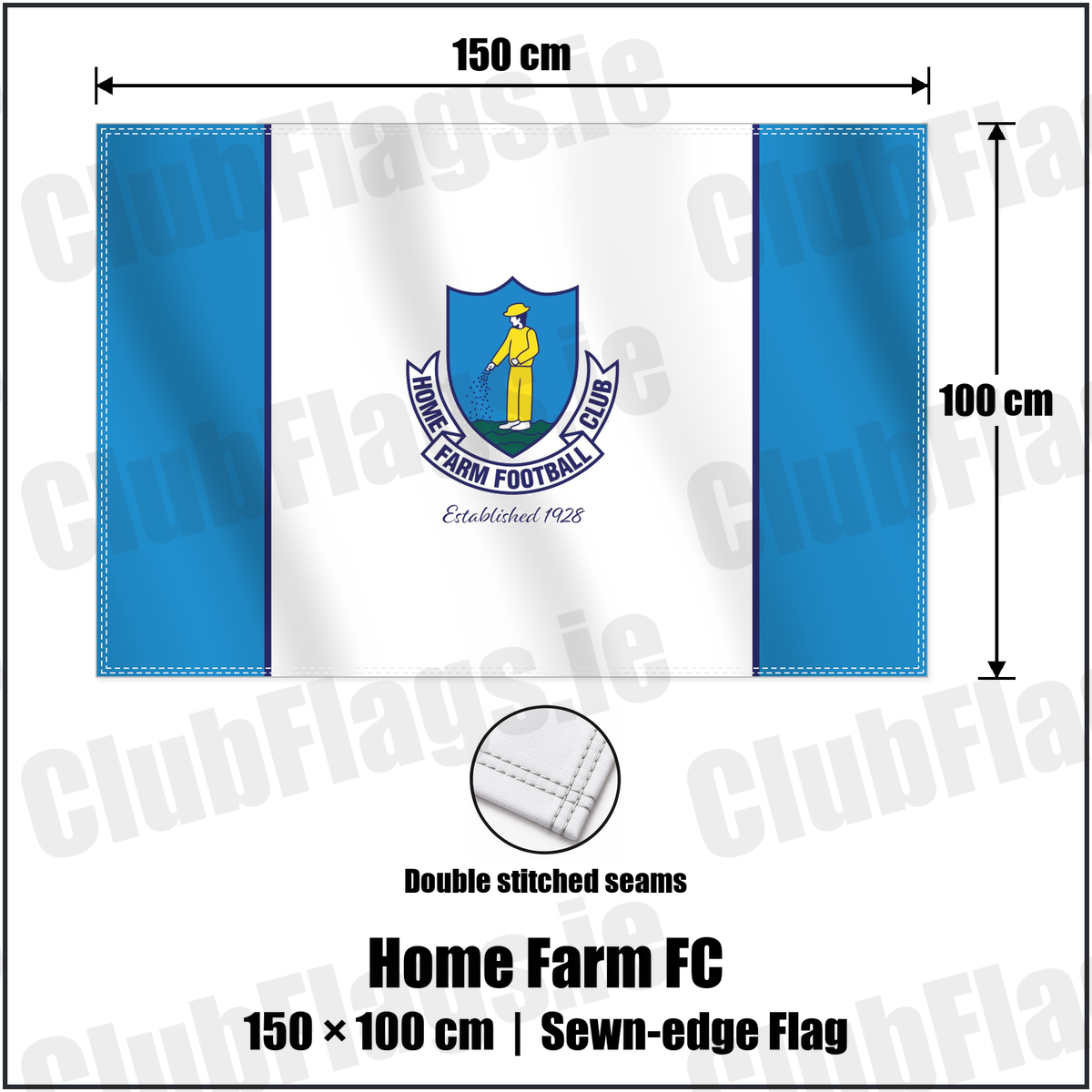 Home Farm FC 100cm x 150cm Flag (sewn on the edges) with the club crest and colours, Dublin Football - ClubFlags.ie