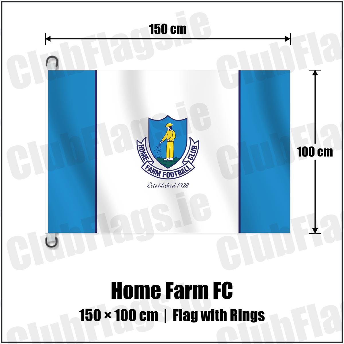 Home Farm FC 150cm x 100cm Flag Pole Flag with Rings with the club crest and colours, Dublin Football - ClubFlags.ie