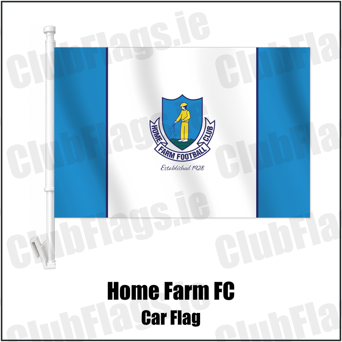 Home Farm FC Car Flag with the club crest and colours, Dublin Football - ClubFlags.ie