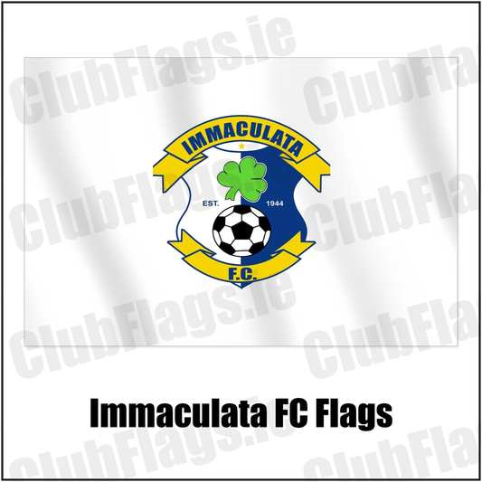 Immaculata FC Flags with the club crest and colours, Antrim Football - ClubFlags.ie