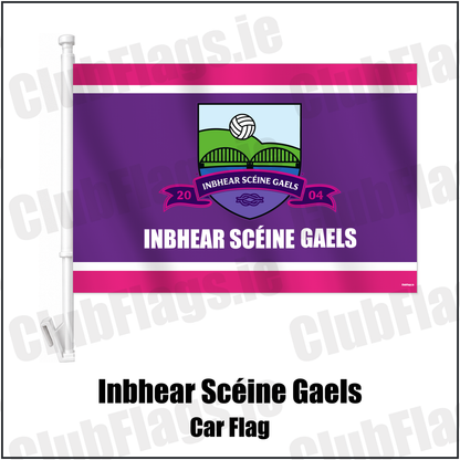 Inbhear Scéine Gaels Car Flag with the verified club crest and colours, Kerry GAA - ClubFlags.ie