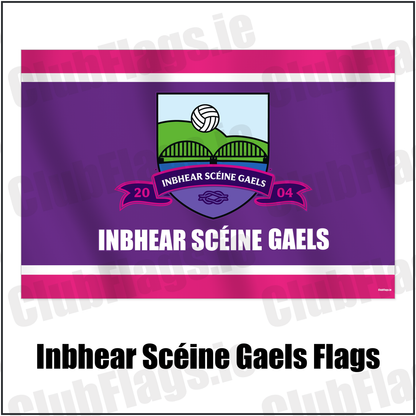 Inbhear Scéine Gaels Flags with the verified club crest and colours, Kerry GAA - ClubFlags.ie