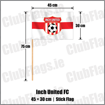 Inch United FC 30cm x 45cm Stick Flag with the club crest and colours, Cork Football - ClubFlags.ie