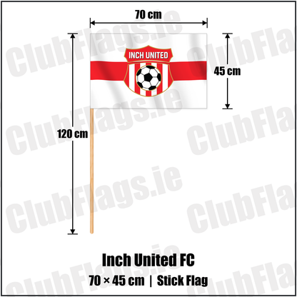 Inch United FC 45cm x 70cm Stick Flag with the club crest and colours, Cork Football - ClubFlags.ie