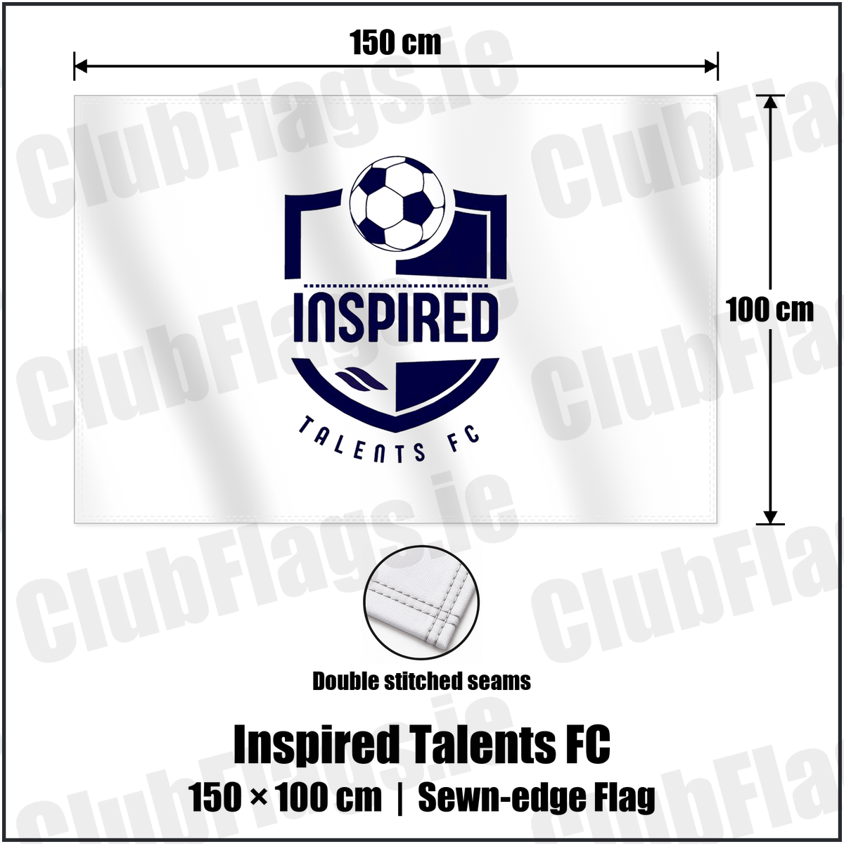 Inspired Talents FC 100cm x 150cm Flag (sewn on the edges) with the club crest and colours, Derry Football - ClubFlags.ie