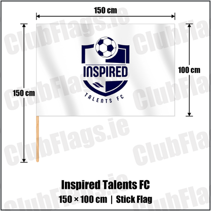 Inspired Talents FC 100cm x 150cm Stick Flag with the club crest and colours, Derry Football - ClubFlags.ie