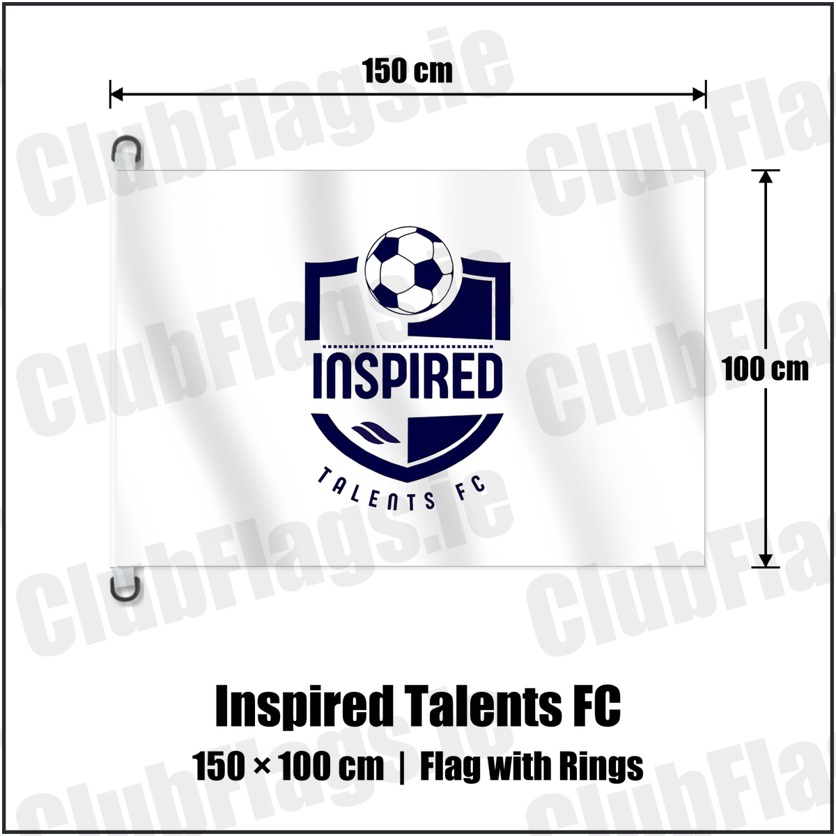 Inspired Talents FC 150cm x 100cm Flag Pole Flag with Rings with the club crest and colours, Derry Football - ClubFlags.ie