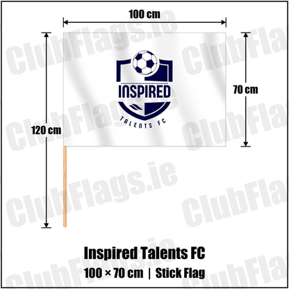 Inspired Talents FC 70cm x 100cm Stick Flag with the club crest and colours, Derry Football - ClubFlags.ie