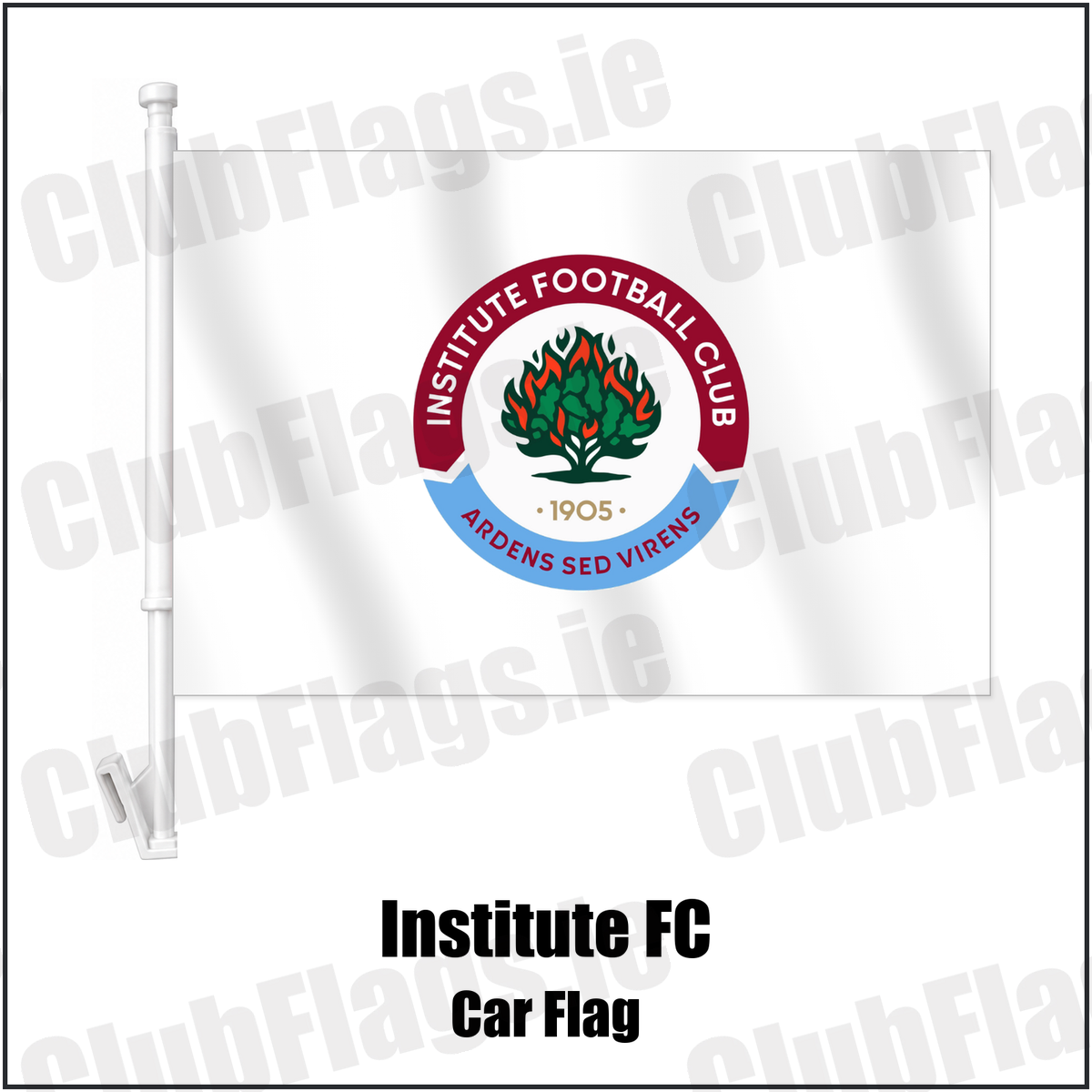 Institute FC Car Flag with the club crest and colours, Derry Football - ClubFlags.ie