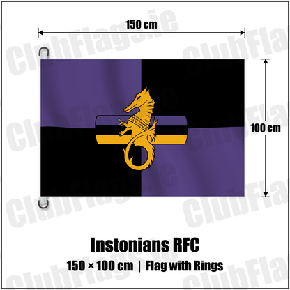 Instonians RFC 150cm x 100cm Flag Pole Flag with Rings with the club crest and colours, Down Rugby - ClubFlags.ie