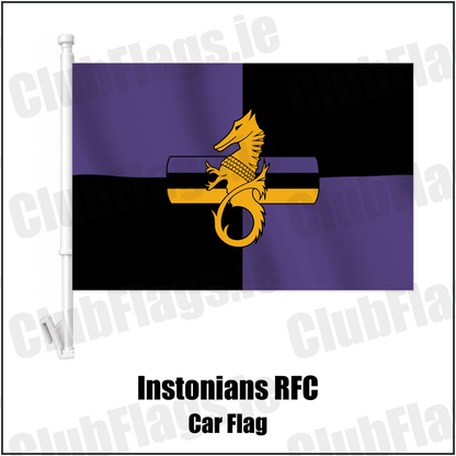 Instonians RFC Car Flag with the club crest and colours, Down Rugby - ClubFlags.ie
