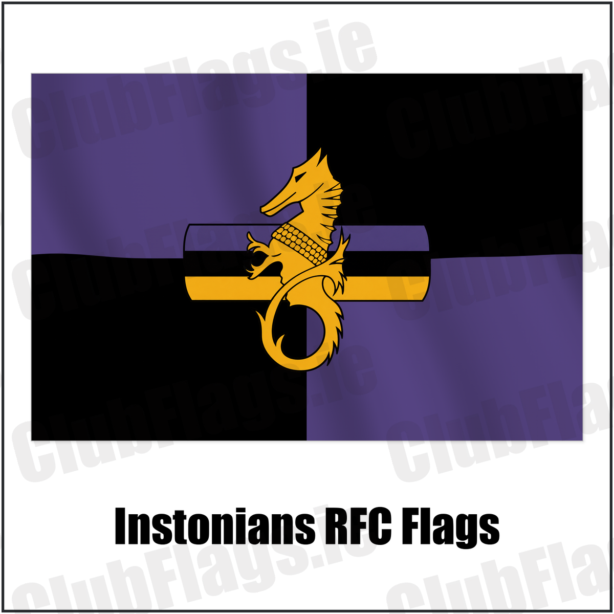 Instonians RFC Flags with the club crest and colours, Down Rugby - ClubFlags.ie