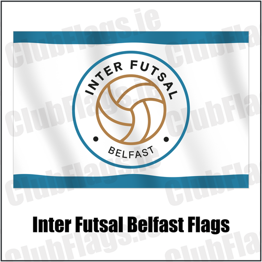 Inter Futsal Belfast Flags with the club crest and colours, Antrim Football - ClubFlags.ie