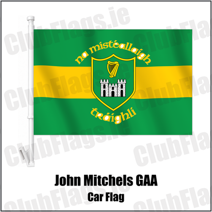 John Mitchels GAA Car Flag with the verified club crest and colours, Kerry GAA - ClubFlags.ie