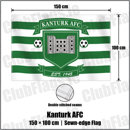 Kanturk AFC 100cm x 150cm Flag (sewn on the edges) with the club crest and colours, Cork Football - ClubFlags.ie