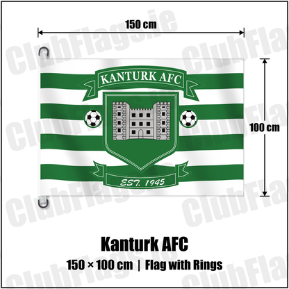 Kanturk AFC 150cm x 100cm Flag Pole Flag with Rings with the club crest and colours, Cork Football - ClubFlags.ie