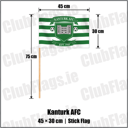 Kanturk AFC 30cm x 45cm Stick Flag with the club crest and colours, Cork Football - ClubFlags.ie
