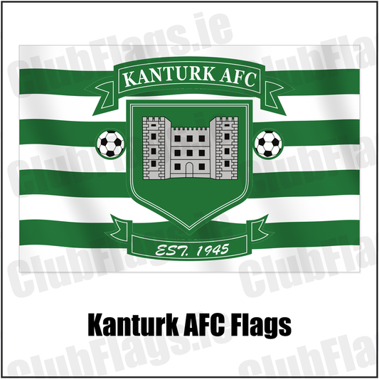 Kanturk AFC Flags with the club crest and colours, Cork Football - ClubFlags.ie
