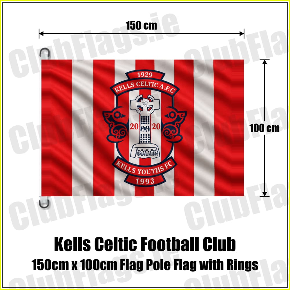 Kells Celtic Football Club 150cm x 100cm Flag Pole Flag with Rings - ClubFlags.ie
