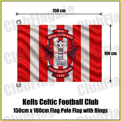 Kells Celtic Football Club 150cm x 100cm Flag Pole Flag with Rings - ClubFlags.ie