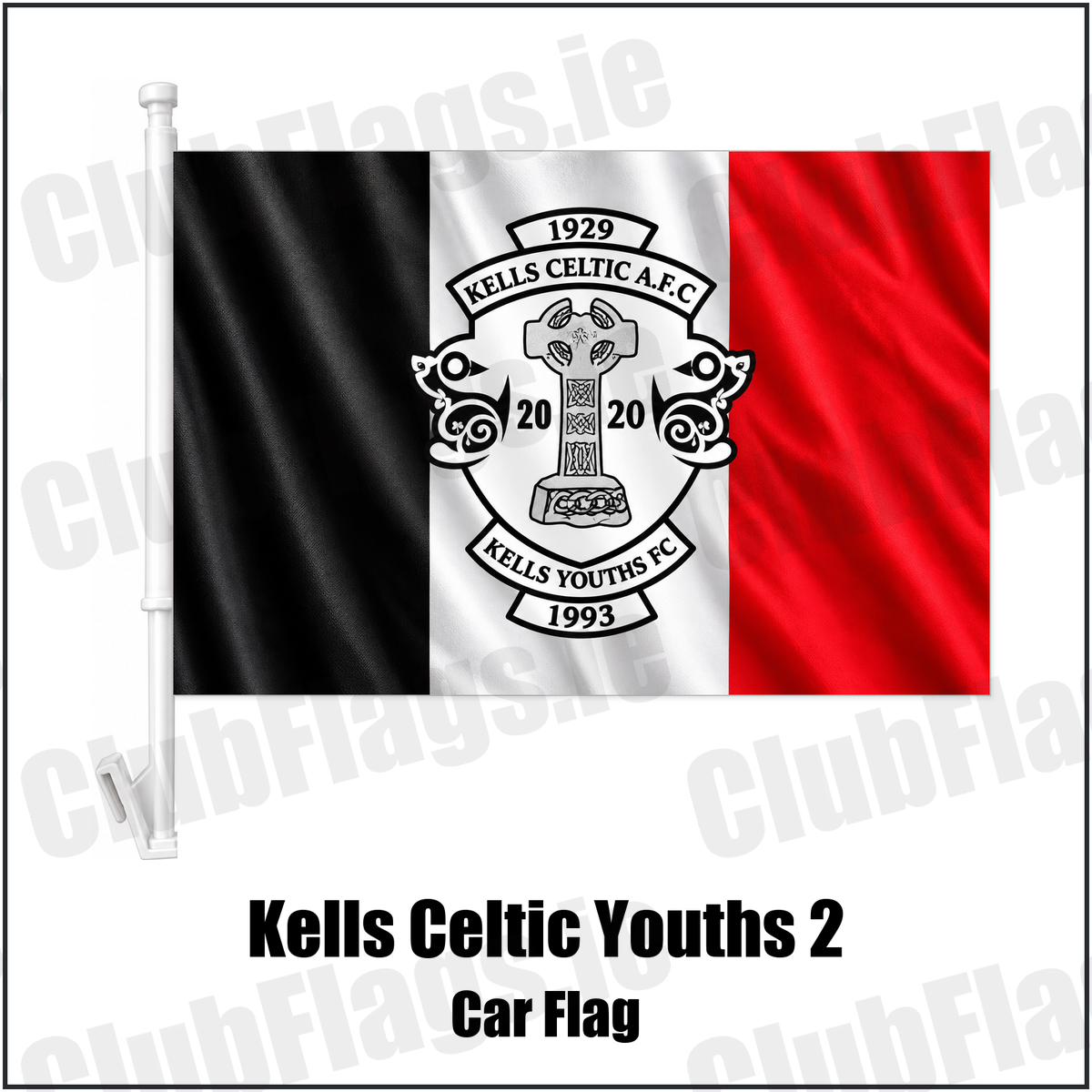 Kells Celtic Youths 2 Car Flag with the club crest and colours, Meath Football - ClubFlags.ie