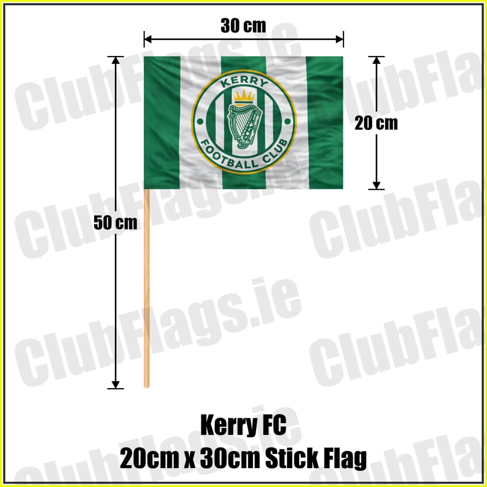 Kerry FC 20cm x 30cm Stick Flag - ClubFlags.ie