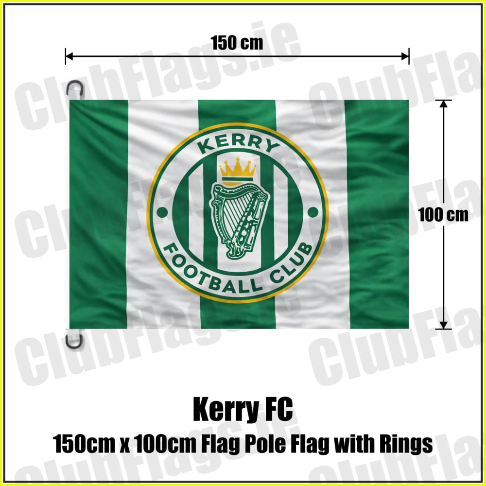 Kerry FC 150cm x 100cm Flag Pole Flag with Rings - ClubFlags.ie