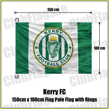 Kerry FC 150cm x 100cm Flag Pole Flag with Rings - ClubFlags.ie