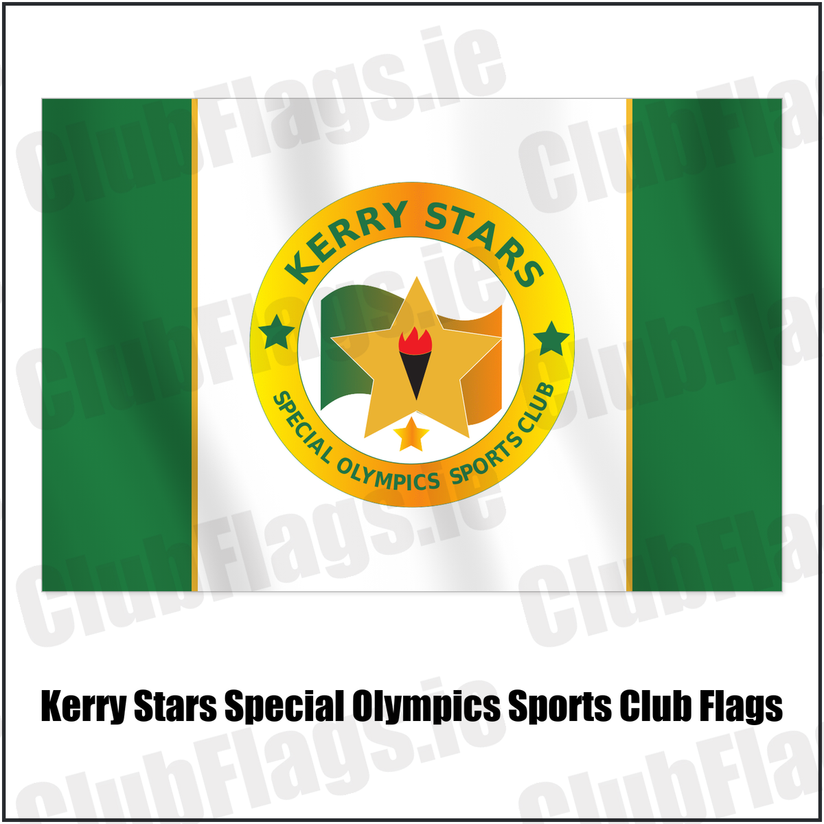 Kerry Stars Special Olympics Sports Club Flags with the club crest and colours, Kerry Basketball - ClubFlags.ie