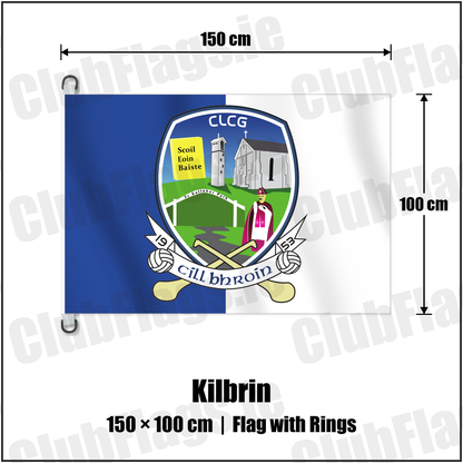 Kilbrin 150cm x 100cm Flag Pole Flag with Rings with the club crest and colours, Cork GAA - ClubFlags.ie