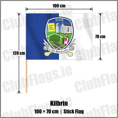 Kilbrin 70cm x 100cm Stick Flag with the club crest and colours, Cork GAA - ClubFlags.ie
