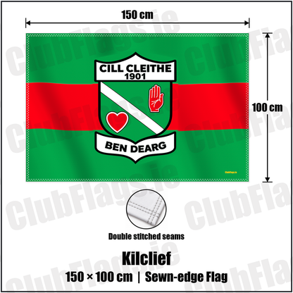 Kilclief 100cm x 150cm Flag (sewn on the edges) with the verified club crest and colours, Down GAA - ClubFlags.ie