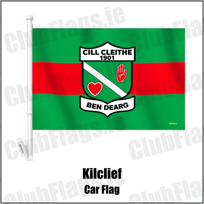 Kilclief Car Flag with the verified club crest and colours, Down GAA - ClubFlags.ie