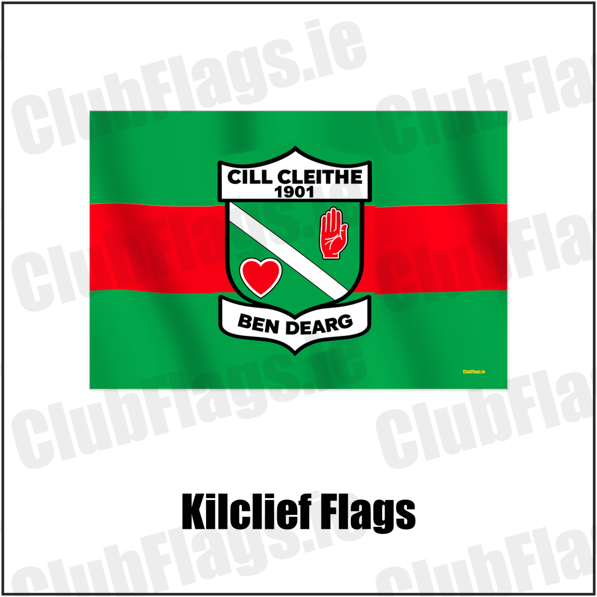 Kilclief Flags with the verified club crest and colours, Down GAA - ClubFlags.ie