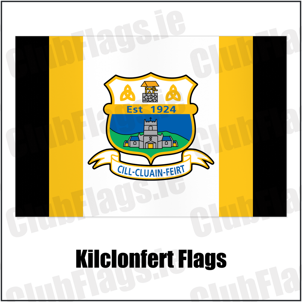 Kilclonfert Flags with the club crest and colours, Offaly GAA - ClubFlags.ie