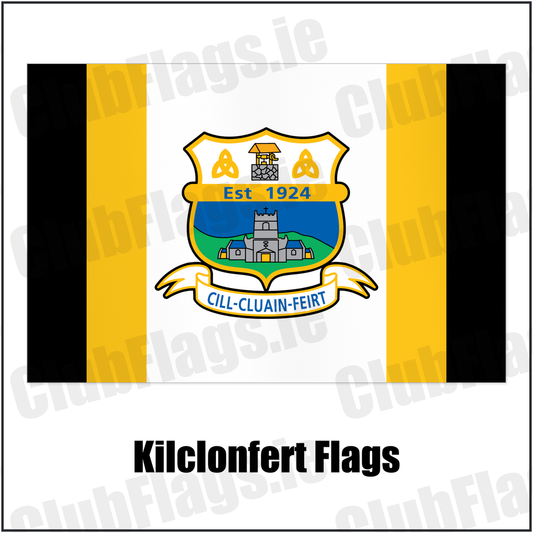 Kilclonfert Flags with the club crest and colours, Offaly GAA - ClubFlags.ie