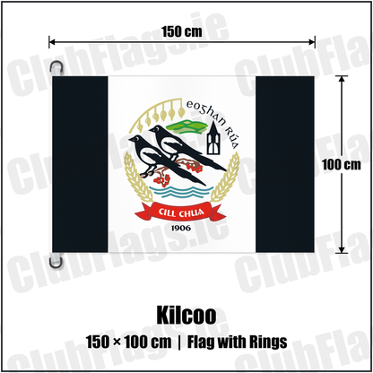 Kilcoo 150cm x 100cm Flag Pole Flag with Rings with the club crest and colours, Down GAA - ClubFlags.ie