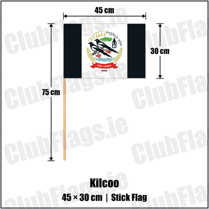 Kilcoo 30cm x 45cm Stick Flag with the club crest and colours, Down GAA - ClubFlags.ie