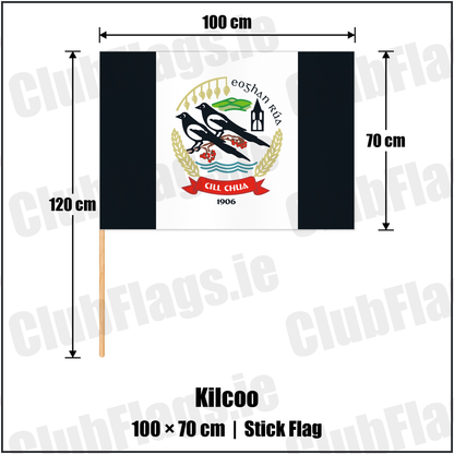 Kilcoo 70cm x 100cm Stick Flag with the club crest and colours, Down GAA - ClubFlags.ie