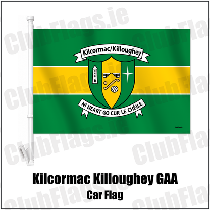Kilcormac Killoughey GAA Car Flag with the verified club crest and colours, Cavan GAA - ClubFlags.ie