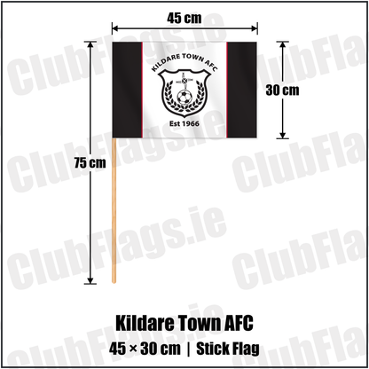 Kildare Town AFC 30cm x 45cm Stick Flag with the club crest and colours, Kildare Football - ClubFlags.ie