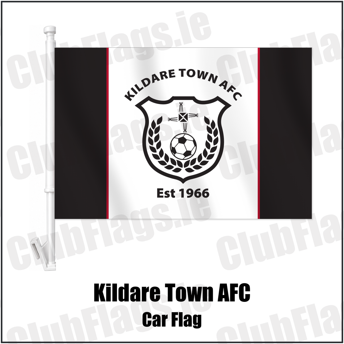 Kildare Town AFC Car Flag with the club crest and colours, Kildare Football - ClubFlags.ie