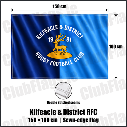 Kilfeacle & District RFC 100cm x 150cm Flag (sewn on the edges) with the verified club crest and colours, Tipperary Rugby - ClubFlags.ie